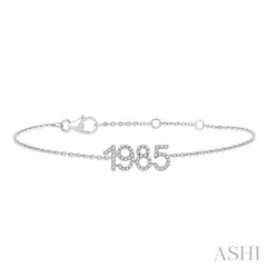 1/6 Ctw '1985' Date Single Cut Diamond Bracelet in 10K White Gold