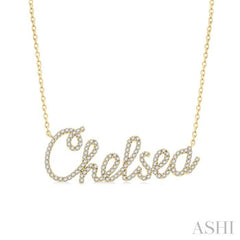 1/4 Ctw 'Chelsea' Script Name Round Cut Diamond Necklace in 10K Yellow Gold