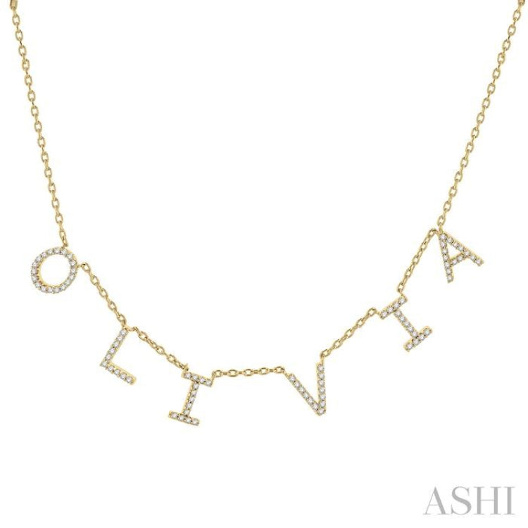 1/5 Ctw 'OLIVIA' Space Name Diamond Necklace in 10K Yellow Gold