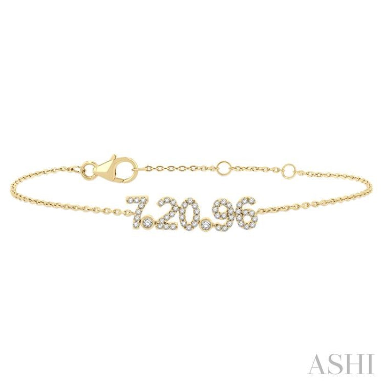 1/5 Ctw '7.20.96' Date Diamond Bracelet in 10K Yellow Gold