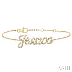 1/4 Ctw 'Jessica' Script Name Round Cut Diamond Bracelet in 10K Yellow Gold