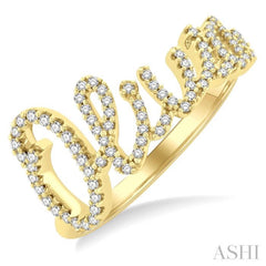 1/4 Ctw'Olivia' Script Name Round Cut Diamond Ring in 10K Yellow Gold