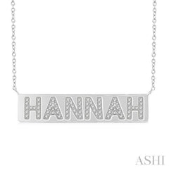 1/4 Ctw 'HANNAH' Nameplate Single Cut Diamond Necklace in 10K White Gold