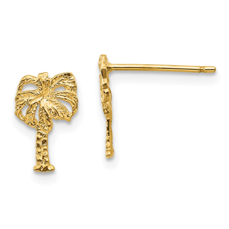 14k Polished Palm Tree Post Earrings