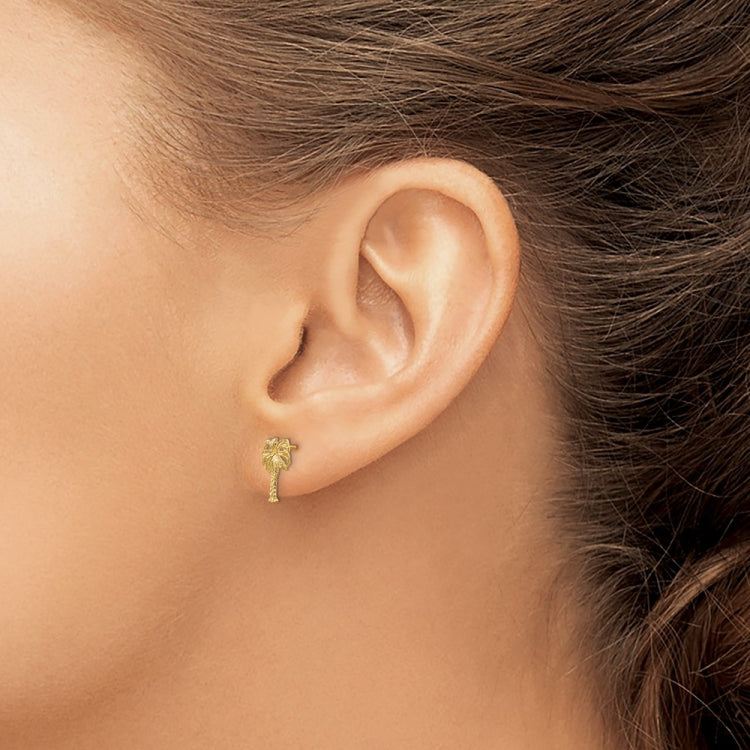 14k Polished Palm Tree Post Earrings