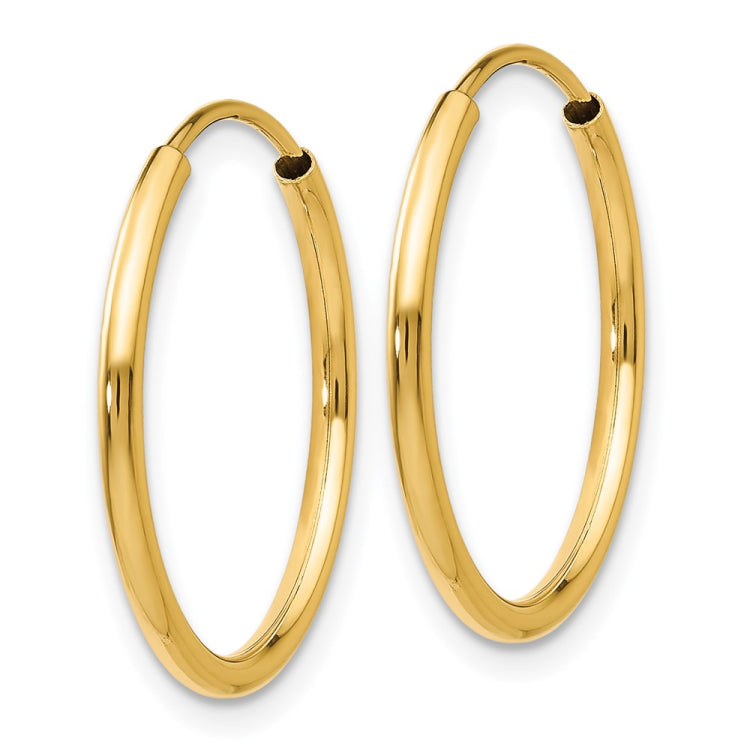 14k 1.5x17mm Polished Round Endless Tube Hoop Earrings