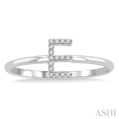 1/20 Ctw Initial 'E' Round Cut Diamond Fashion Ring in 10K White Gold