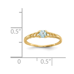 14k Madi K 3mm Aquamarine Birthstone Size 3 Baby / Childrens Ring