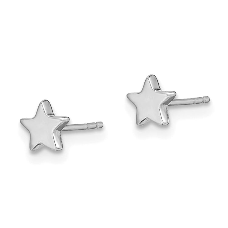 14k White Gold Polished Small Star Post Earrings