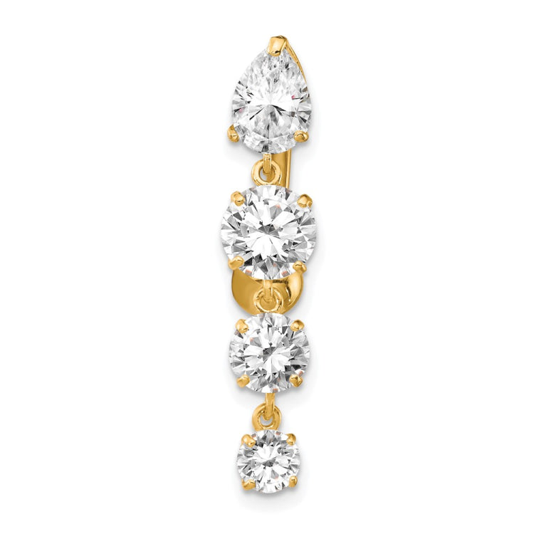 10k Clear CZ 4-Stone Belly Dangle