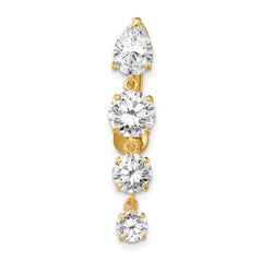 10k Clear CZ 4-Stone Belly Dangle