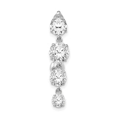 10k White Gold Clear CZ 4-Stone Belly Dangle