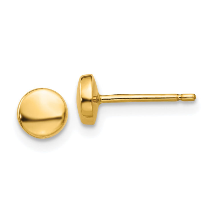 14k 5mm Polished Puffed Round Button Post Earrings