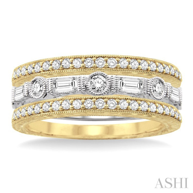 7/8 Ctw Diamond Stackable Band Set in 14K Yellow and White gold