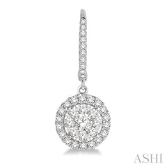 3/4 Ctw Round Cut Diamond Lovebright Earrings in 14K White Gold
