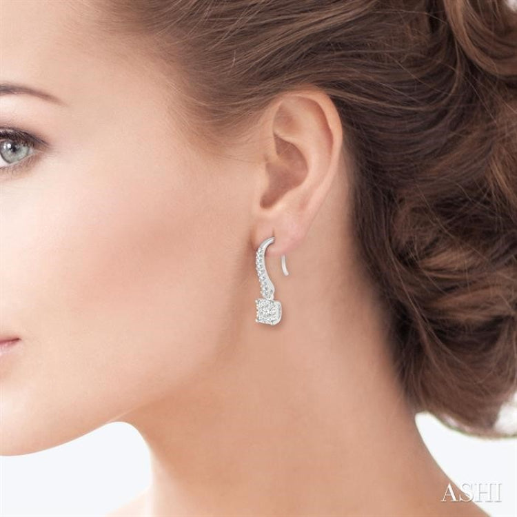 1/2 Ctw Square Shape Diamond Lovebright Earrings in 14K White Gold