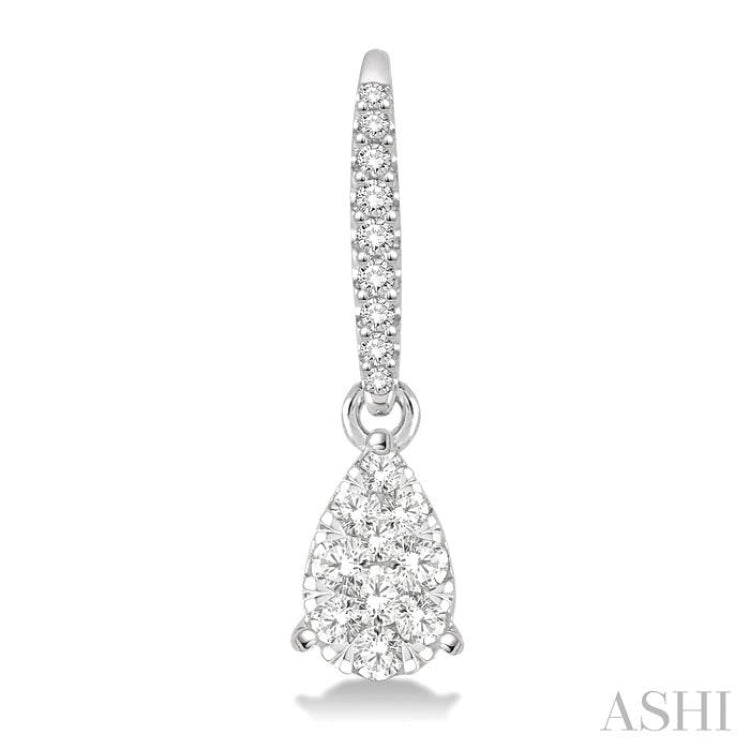 1/2 Ctw Pear Shape Diamond Lovebright Earrings in 14K White Gold