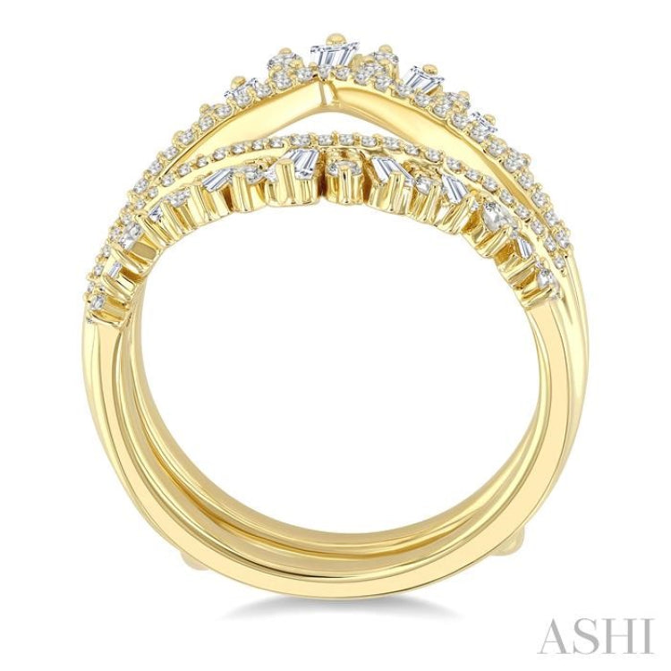 1 Ctw Tiara-Shaped Graduated Baguette and Round Cut Diamond Insert Ring in 14K Yellow Gold
