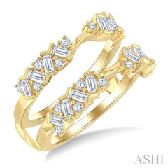 3/4 Ctw Zigzag Baguette and Round Cut Diamond Insert Ring in 14K Yellow Gold
