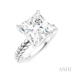 1/8 Ctw Princess Shape Round Cut Diamond Semi-Mount Engagement Ring in 14K White Gold