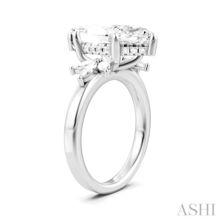 5/8 Ctw Akari Marquise and Round Cut Diamond Semi-Mount Engagement Ring in 14K White Gold