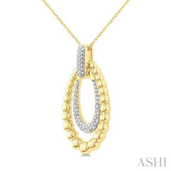 1/10 Ctw Bold Double Oval Ball Bead & Round Cut Bead Bijoux Diamond Fashion Pendant With Chain in Yellow Gold Vermeil