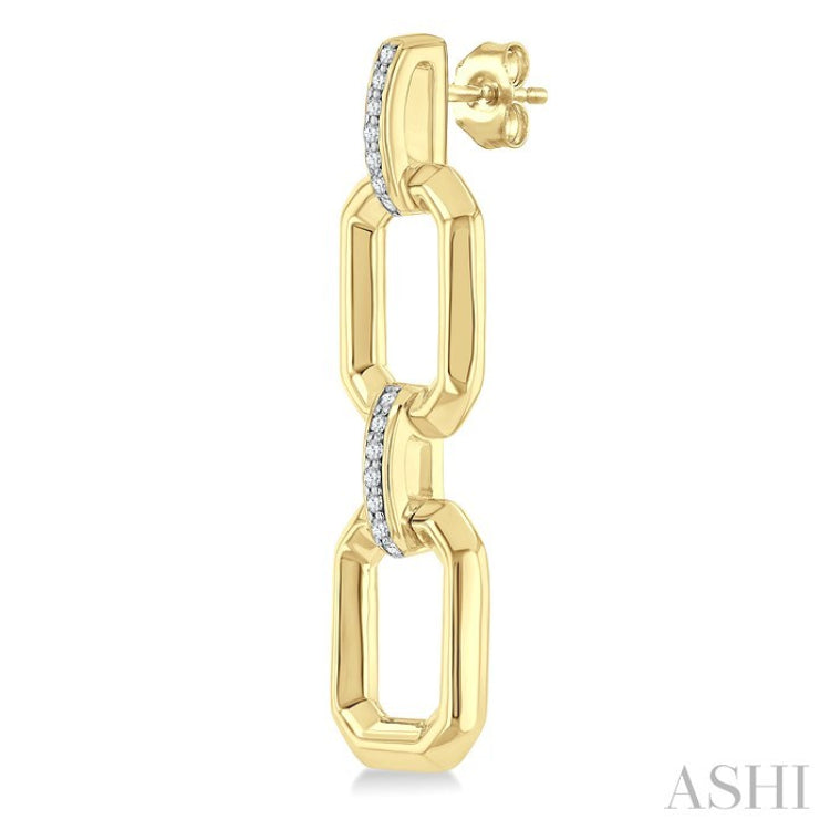 1/10 Ctw Bold Octagonal Link Round Cut Diamond Fashion Earrings in Yellow Gold Vermeil