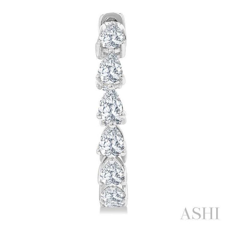 2 5/8 Ctw Inside-Out Pear Cut Diamond Fashion Hoop Earrings in 14K White Gold