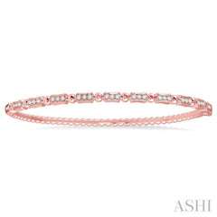 1/2 Ctw Box Link Round Cut Stackable Diamond Bangle in 14K Rose Gold