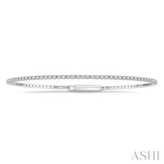 1 Ctw Round Cut Diamond Full way Straight Flex Bangle in 14K White Gold