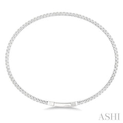 1 Ctw Round Cut Diamond Full way Straight Flex Bangle in 14K White Gold
