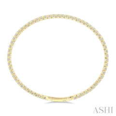 3 Ctw Round Cut Diamond Full way Straight Flex Bangle in 14K Yellow Gold