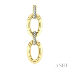 1/10 Ctw Bold Oval Link Round Cut Diamond Fashion Earrings in Yellow Gold Vermeil