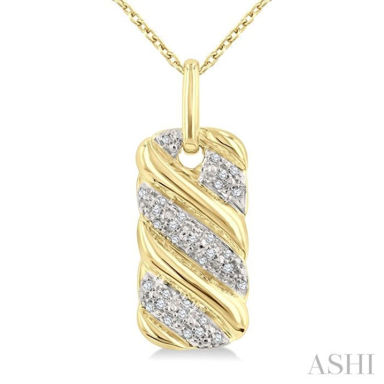 1/10 Ctw Bold Ribbed Swirl Round Cut Diamond Pirouette Fashion Pendant With Chain in Yellow Gold Vermeil