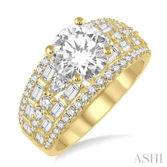 1 1/3 Ctw Diamond Semi-Mount Engagement Ring in 14K Yellow Gold