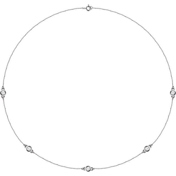 14K White Gold 3/4 CTW Natural Diamond 5-Station 18" Necklace