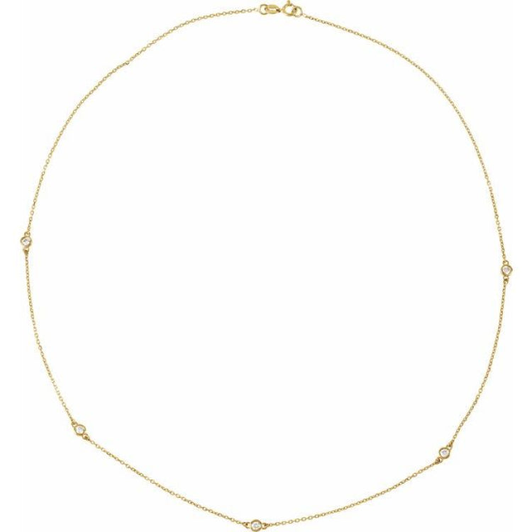 14K Yellow Gold 1 3/4 CTW Natural Diamond 7-Station 24" Necklace
