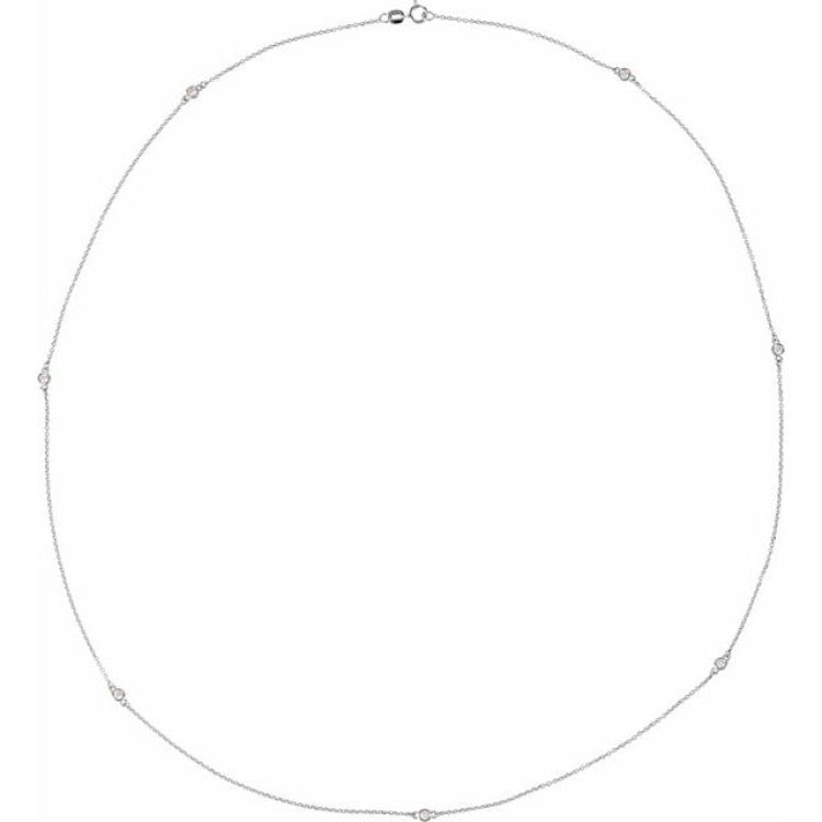 14K White Gold 1 3/4 CTW Natural Diamond 7-Station 24" Necklace