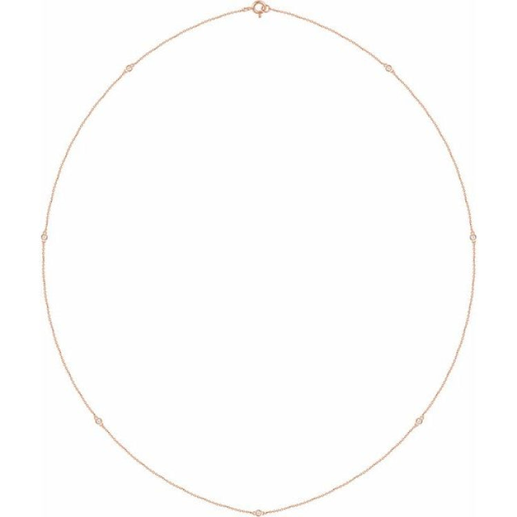 14K Rose Gold 1 3/4 CTW Natural Diamond 7-Station 24" Necklace