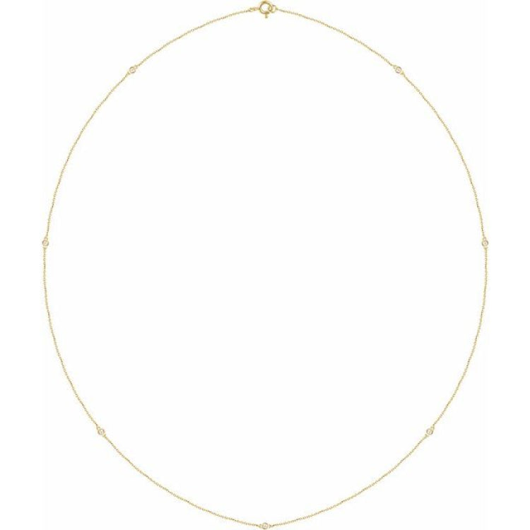 14K Yellow Gold 1/4 CTW Natural Diamond 7-Station 24" Necklace