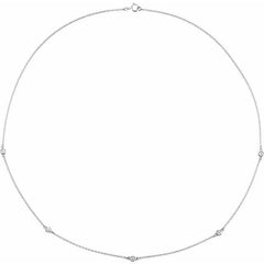 Sterling Silver 1 CTW Natural Diamond 5-Station 18" Necklace