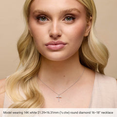 14K Yellow Gold 1/4 CTW Natural Diamond Cross 16-18" Necklace