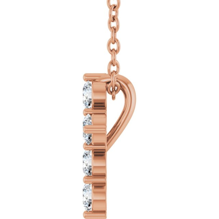 14K Rose Gold 1/4 CTW Natural Diamond Cross 16-18" Necklace