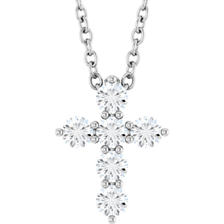 Platinum 1/4 CTW Natural Diamond Cross 16-18" Necklace