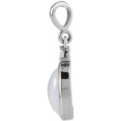 14K White Gold 8x6 mm Natural Ethiopian Opal & .03 CT Natural Diamond Pendant