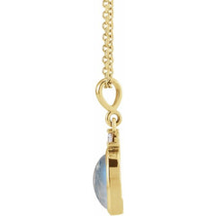 14K Yellow Gold 6x4 mm Natural Rainbow Moonstone & .015 CT Natural Diamond 16-18" Necklace