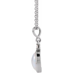 Platinum 6x4 mm Natural Ethiopian Opal & .015 CT Natural Diamond 16-18" Necklace