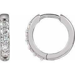 Platinum .08 CTW Natural Diamond Hinged 10 mm Hoop Earrings