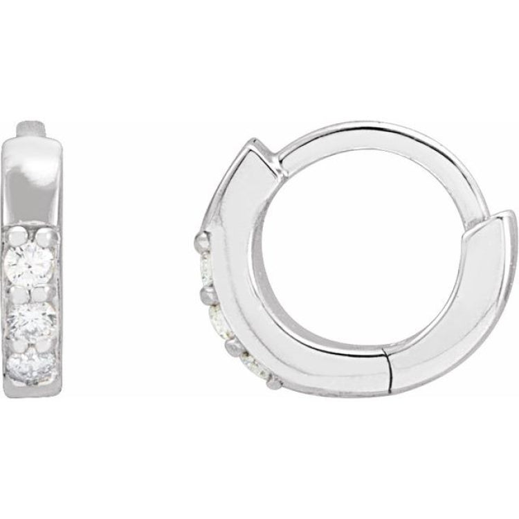 Platinum .05 CTW Natural Diamond Hinged 8 mm Hoop Earrings