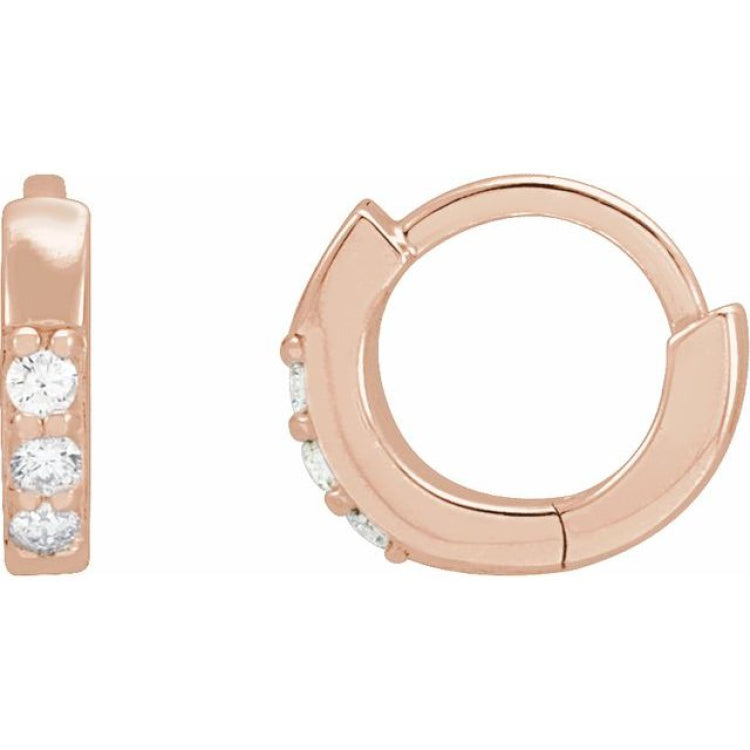 14K Rose Gold .05 CTW Natural Diamond Hinged 8 mm Hoop Earrings